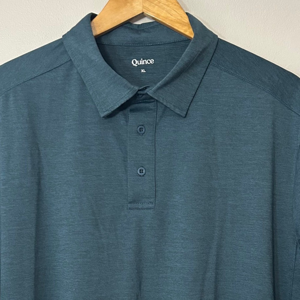Quince Shirt Mens XL Teal Flow Knit Breeze Performance Polo Short Sleeve Stretch